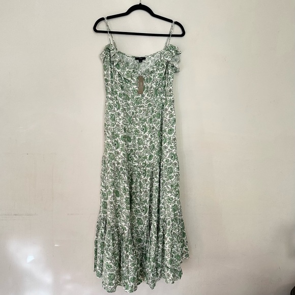 J. Crew Tiered Green Floral Maxi Dress - Picture 2 of 5